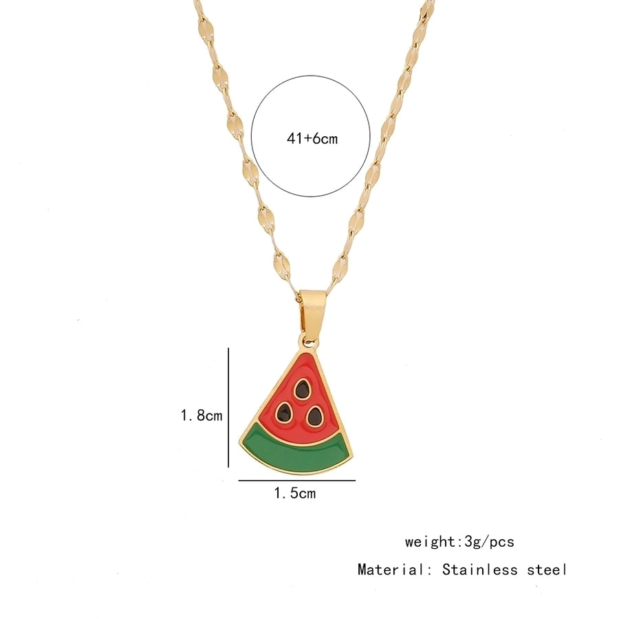 Jewelry Casual Elegant Lady Cherry Strawberry Watermelon 304 Stainless Steel 18K Gold Plated Pendant Necklace