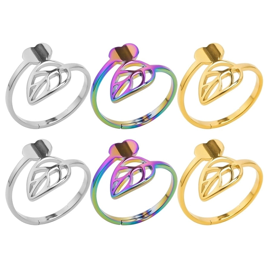 Jewelry Commute Leaves Heart Shape 304 Stainless Steel 18K Gold Plated Polishing Rings - CEJEW