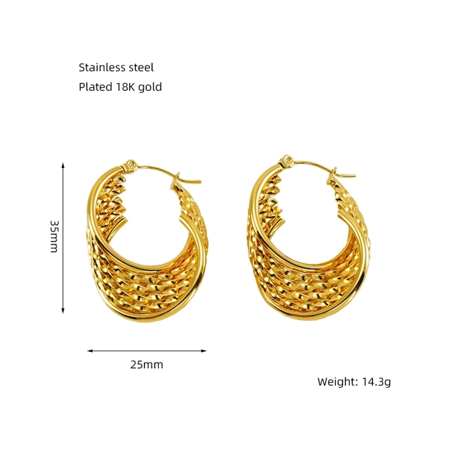 1 Pair Elegant U Shape Stripe Plating Stainless Steel Titanium Steel 18K Gold Plated Hoop Earrings