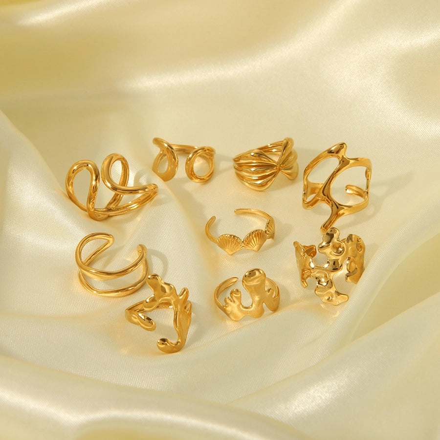 Jewelry Simple Style Irregular Solid Color Bow Knot 304 Stainless Steel 18K Gold Plated Open Rings