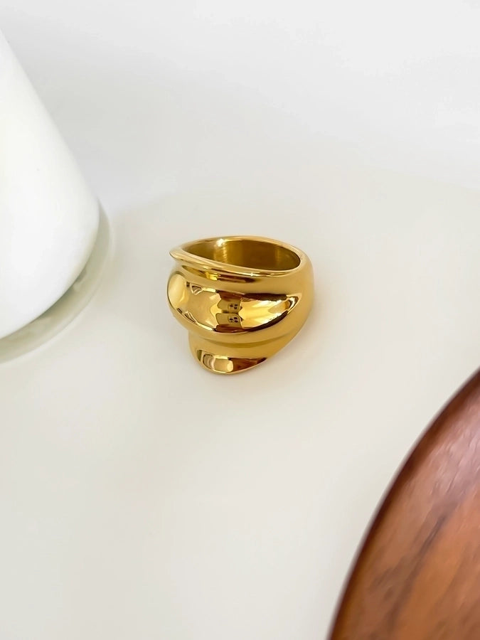 Jewelry Nordic Style Retro Geometric 316L Stainless Steel  18K Gold Plated Rings