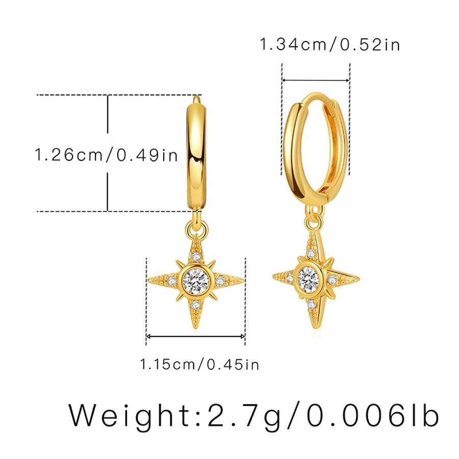 1 pair retro cross star snake plating copper drop earrings