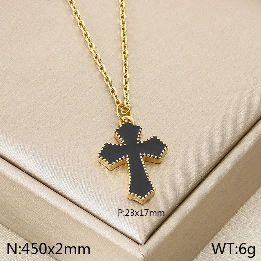 Jewelry Vintage Style Cross 304 Stainless Steel 18K Gold Plated Stainless Steel Necklaces