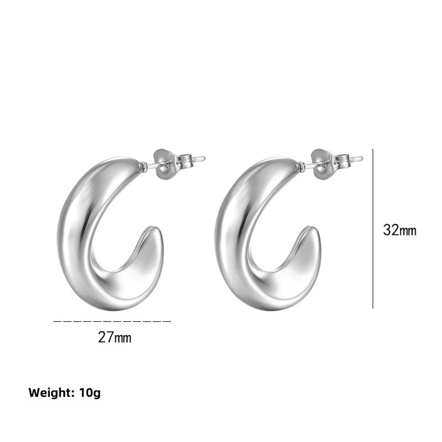 style titanium steel hollow earrings vacuum electroplating 18K real gold stainless steel Women's Light earrings simple earrings - CEJEW