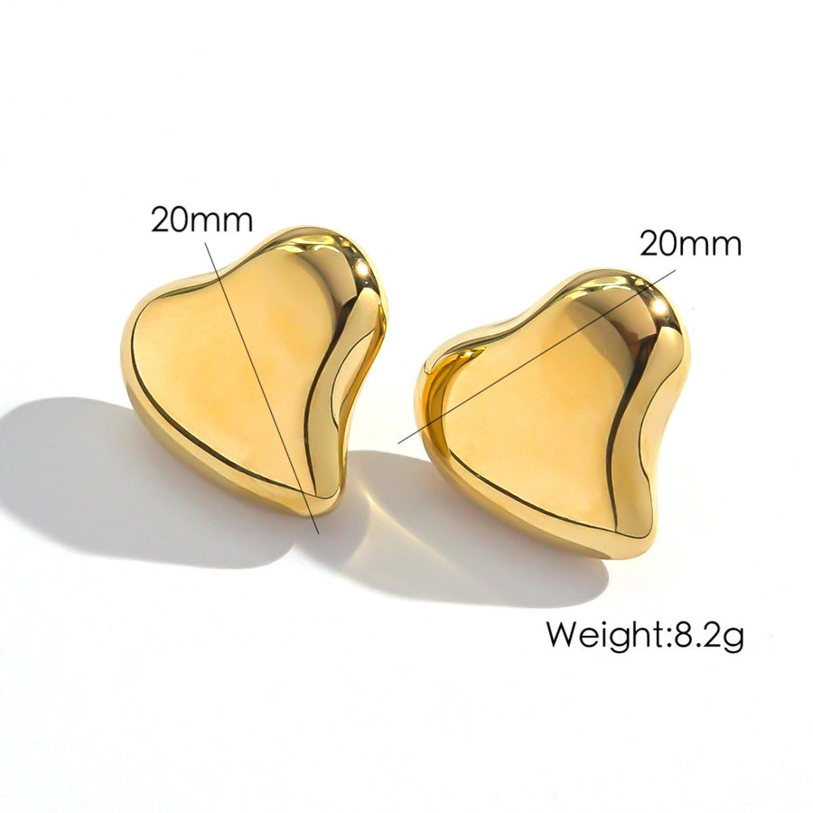 1 Pair IG Style Simple Style Classic Style Heart Shape Plating 304 Stainless Steel 14K Gold Plated Ear Studs