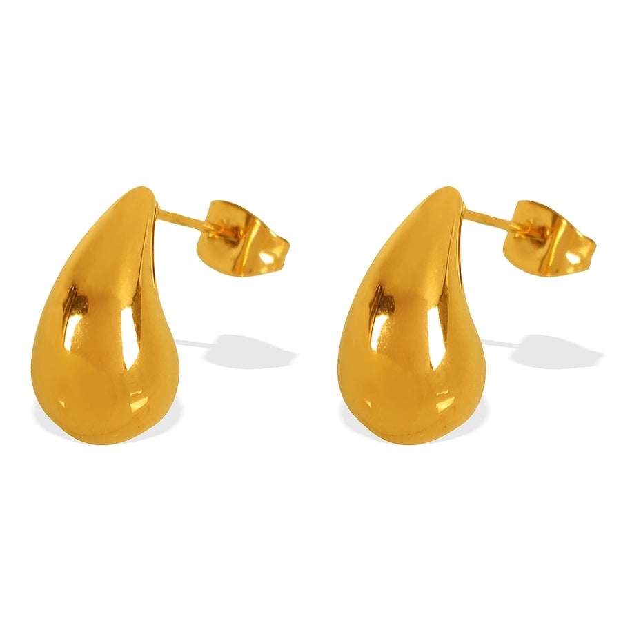 1 Pair IG Style Elegant Water Droplets Polishing 304 Stainless Steel 18K Gold Plated Ear Studs