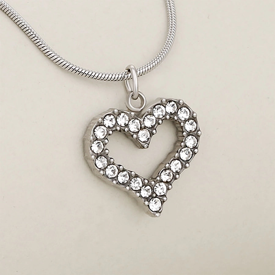 Jewelry Cute Shiny Cross Heart Shape 304 Stainless Steel Rhinestone Rhinestones Stainless Steel Necklaces