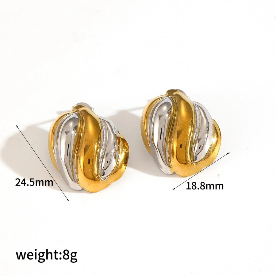 1 Pair Simple Style Geometric Heart Shape Mixed Metal Inlay 304 Stainless Steel Zircon 18K Gold Plated Ear Studs