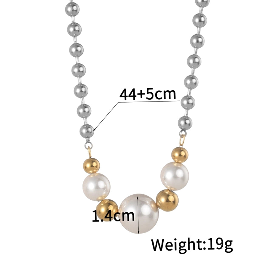 Jewelry Simple Style Classic Style Geometric 304 Stainless Steel 18K Gold Plated Beaded Bracelets Necklace