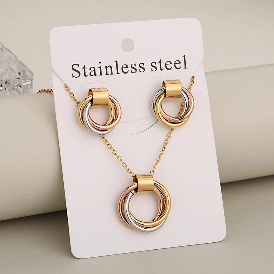 Jewelry Casual Vacation Classic Style Circle 304 Stainless Steel 18K Gold Plated Jewelry Set