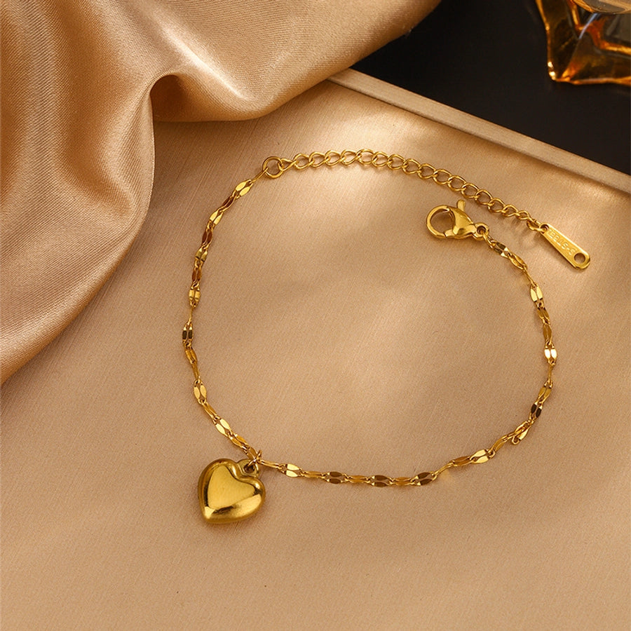 Jewelry Fairy Style Cute Sweet Heart Shape 304 Stainless Steel 18K Gold Plated Jewelry Set