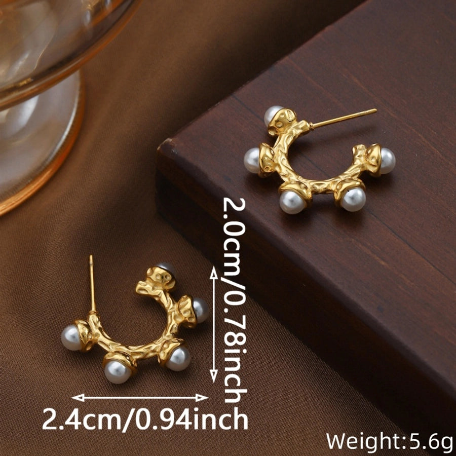 1 Pair Elegant Classical Vintage Style Letter 304 Stainless Steel Earrings