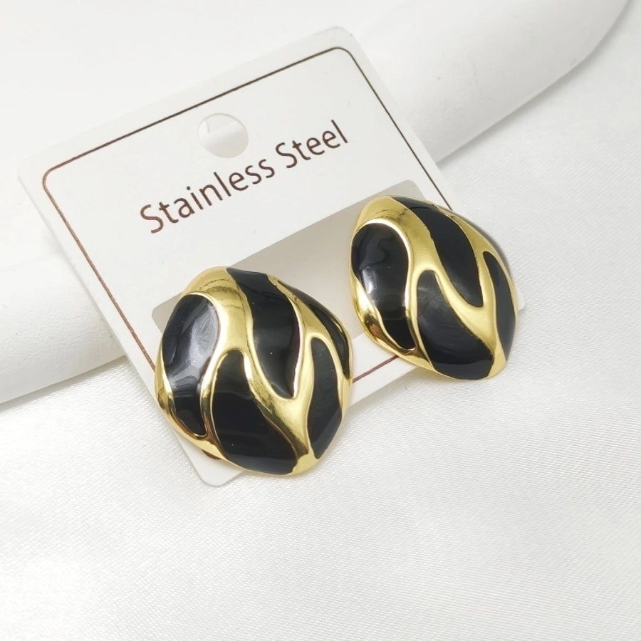 1 Pair Elegant Retro Commute Irregular Enamel 304 Stainless Steel Ear Studs