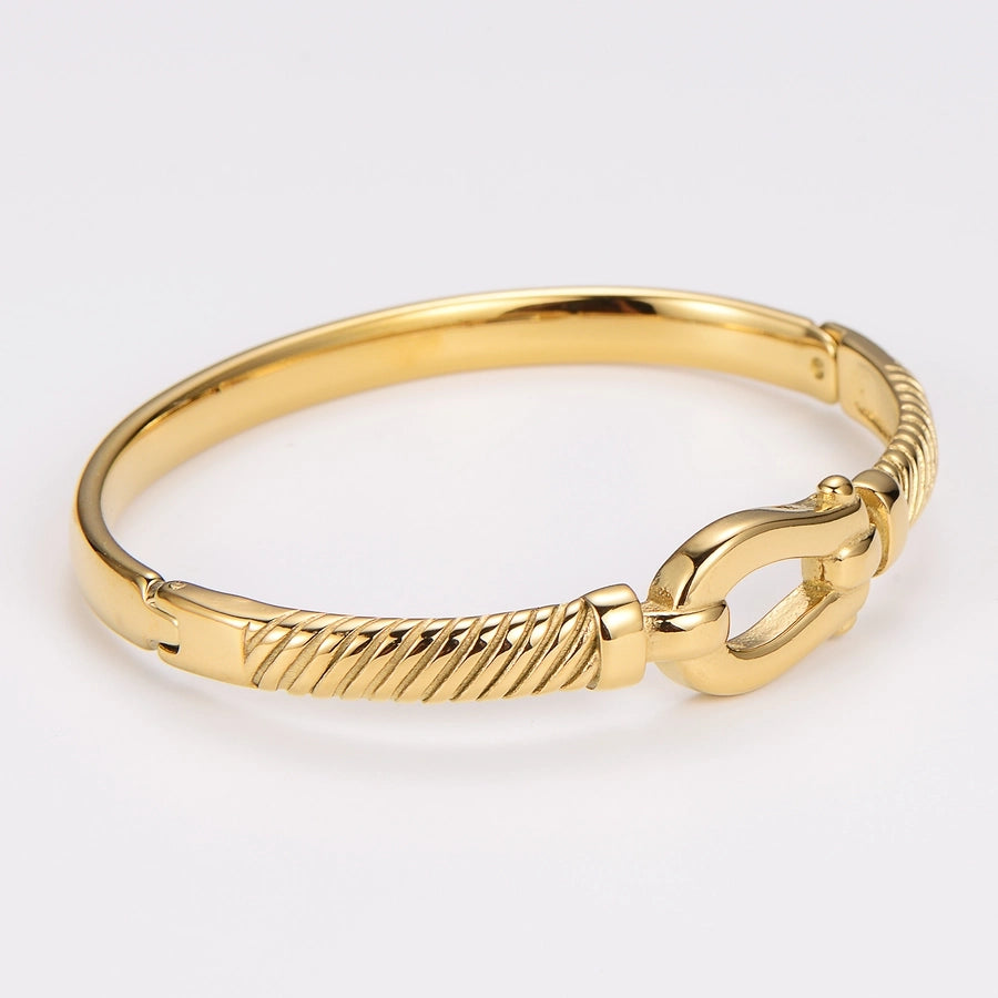 Basic Simple Style Geometric 304 Stainless Steel 18K Gold Plated Bangle In Bulk