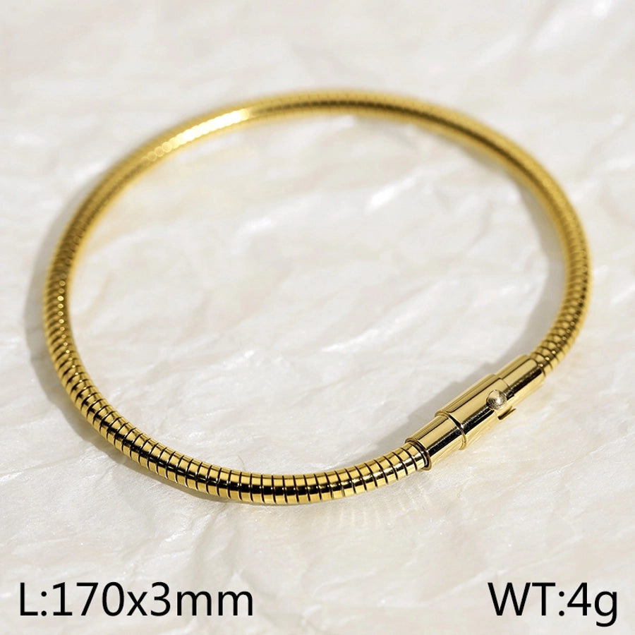 IG Style Simple Style Solid Color Titanium Steel 18K Gold Plated Bangle In Bulk