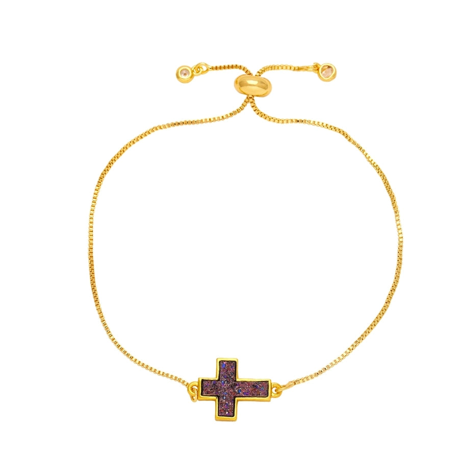 simple style cross copper plating 18k gold plated bracelets