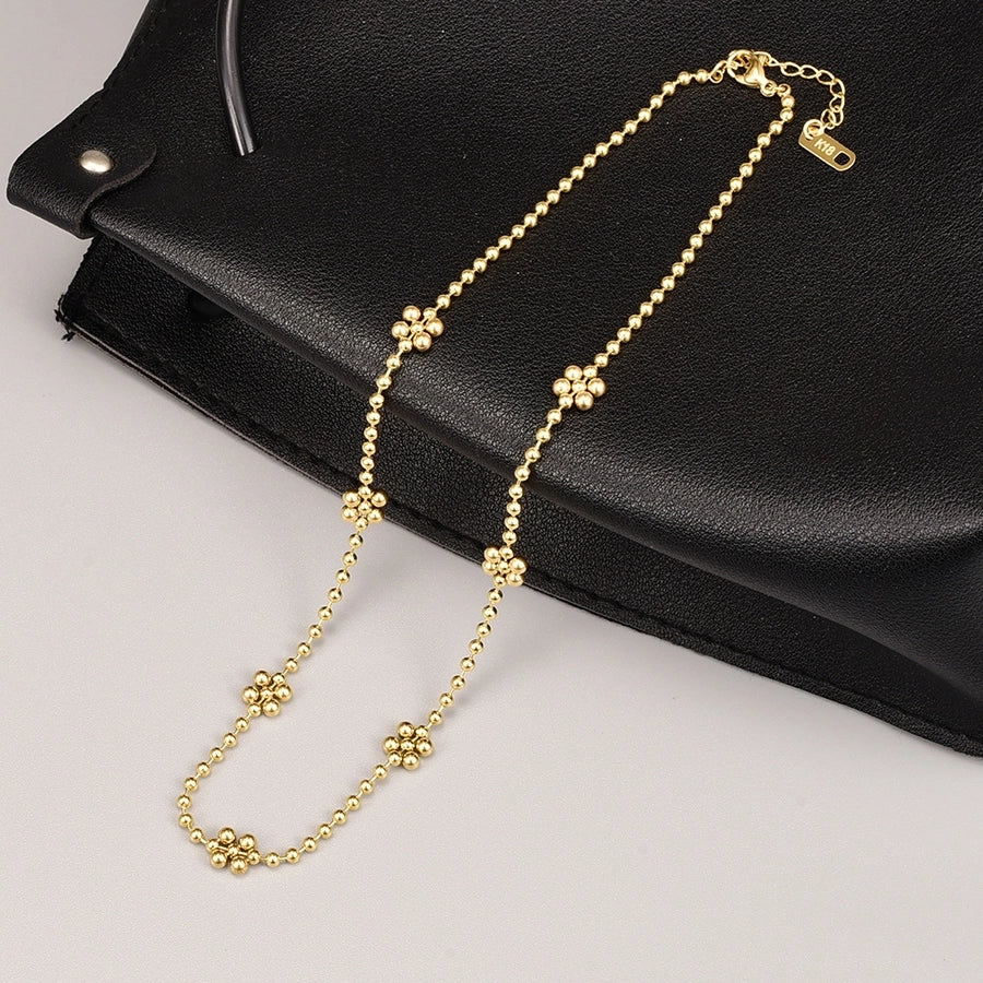 casual simple style flower stainless steel titanium steel plating 18k gold plated necklace