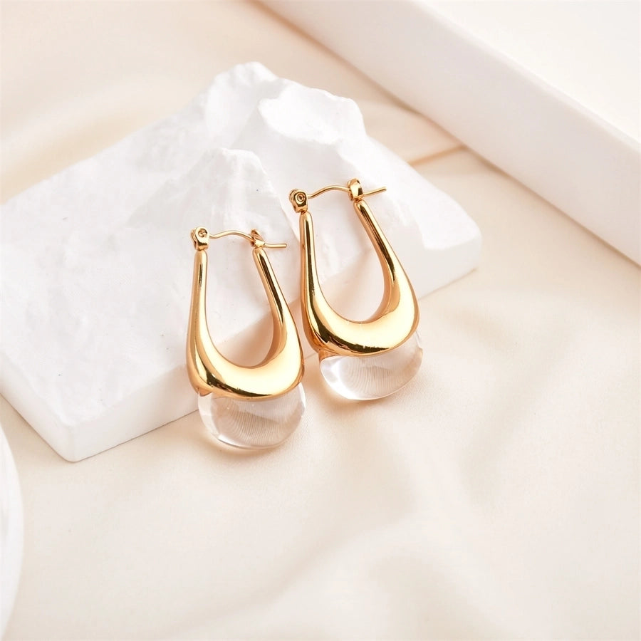 1 Pair Glam Lady French Style Water Droplets 304 Stainless Steel 18K Gold Plated Earrings