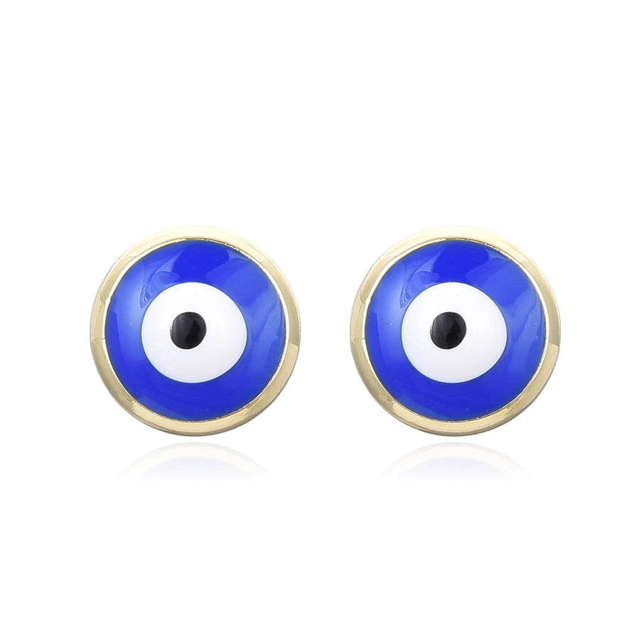 Copper Plating 18K Color Retention Drop Oil Eye Stud Earrings