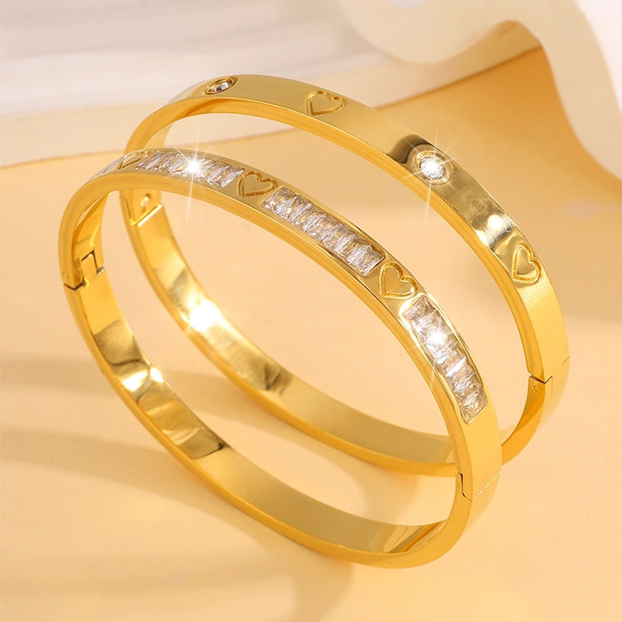 Elegant French Style Classic Style Solid Color 304 Stainless Steel Bangle In Bulk - CEJEW