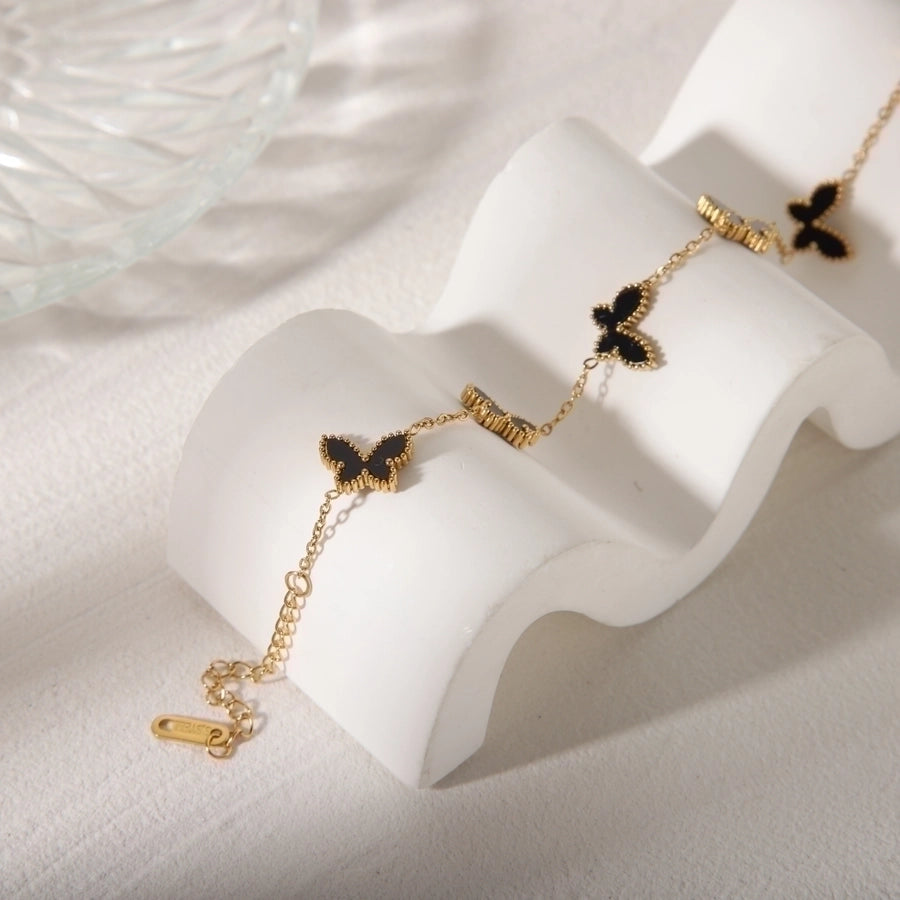 IG Style Commute Butterfly 304 Stainless Steel 18K Gold Plated Acrylic Bracelets In Bulk