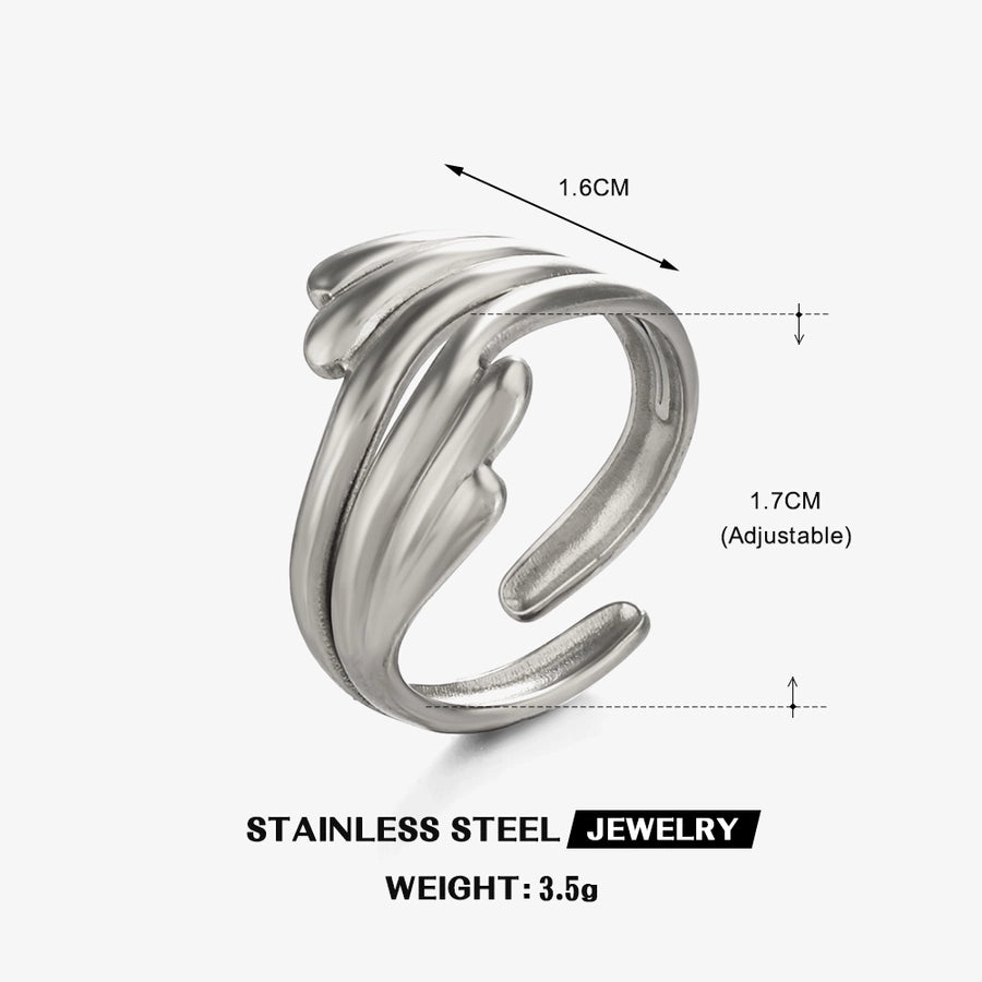 Jewelry IG Style Lines 304 Stainless Steel 18K Gold Plated Open Rings