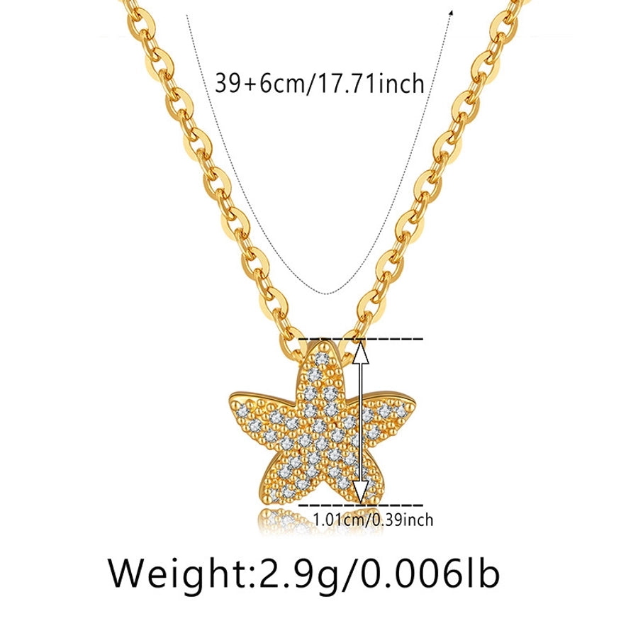 Copper 18K Gold Plated Inlay Cactus Star Heart Shape Zircon Earrings Necklace