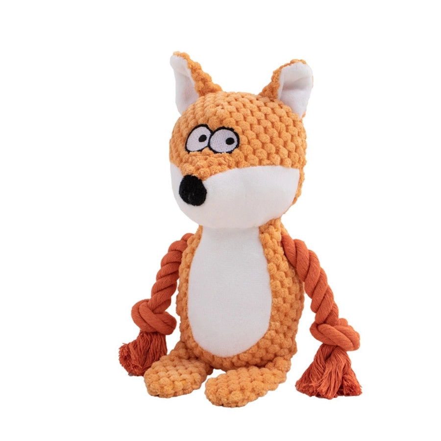 New Pet Plush Sound Making Cotton Rope Toys Fox Frog Pig Dog Interactive Tug Training Supplies