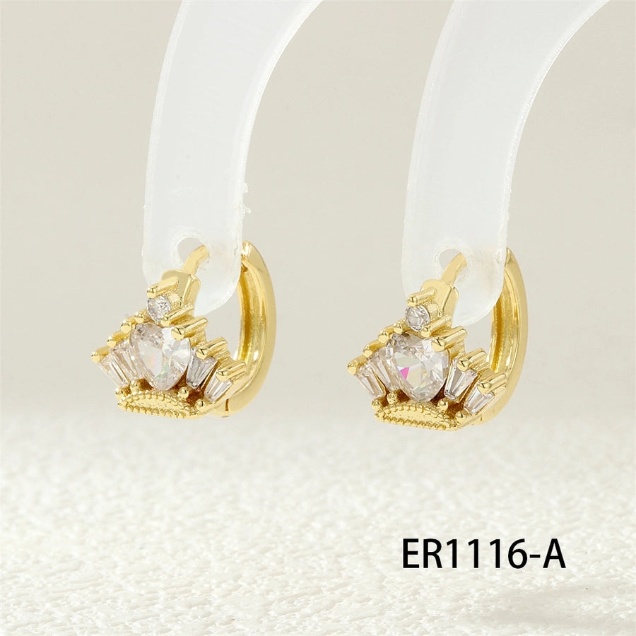 1 Pair IG Style Simple Style Commute Round Plating Inlay Copper Zircon 18K Gold Plated Hoop Earrings