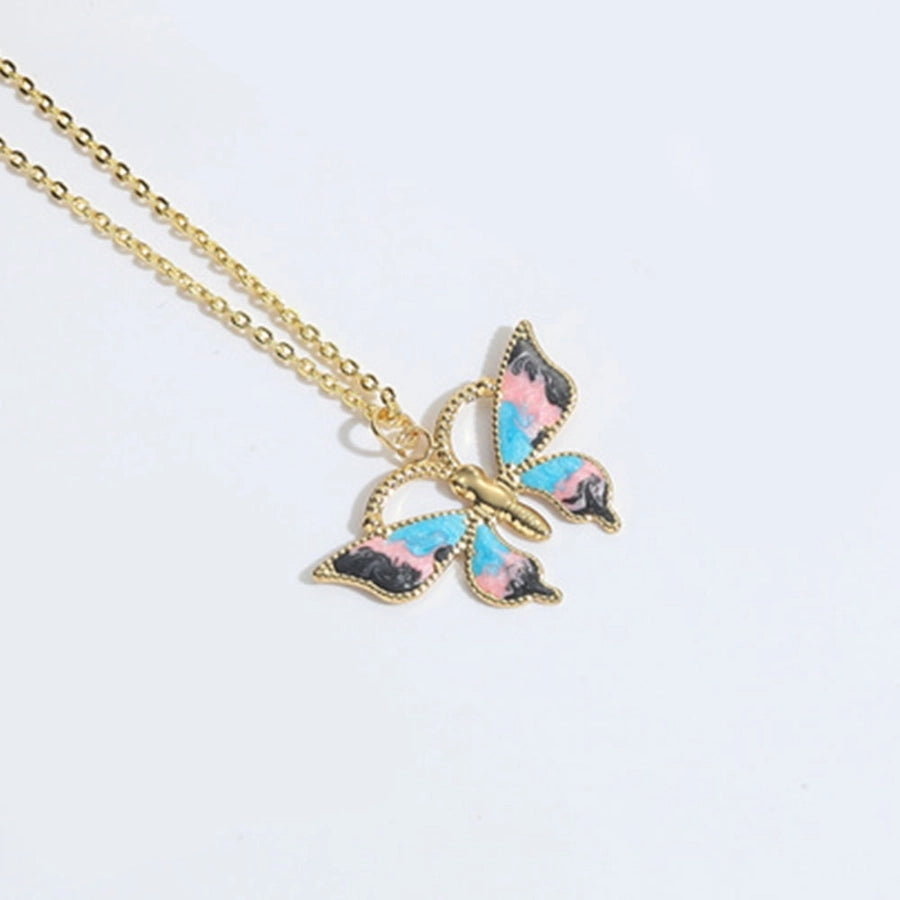 Copper 14K Gold Plated Butterfly Pendant Necklace