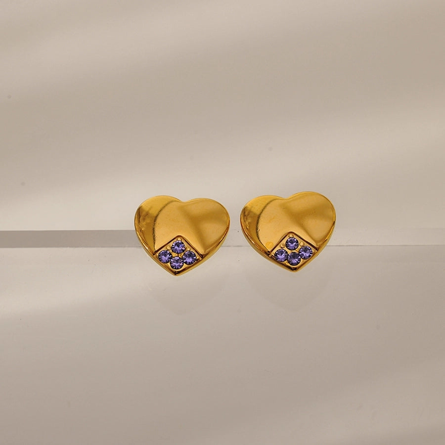 1 Pair Elegant Vintage Style Luxurious Heart Shape 304 Stainless Steel Ear Studs