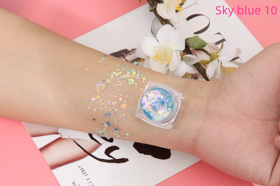 Colorful Glitter Glossy Sequin Nail Art Eye Makeup No Glue Needed Lolita Cosplay Performance Makeup Internet Celebrity Style