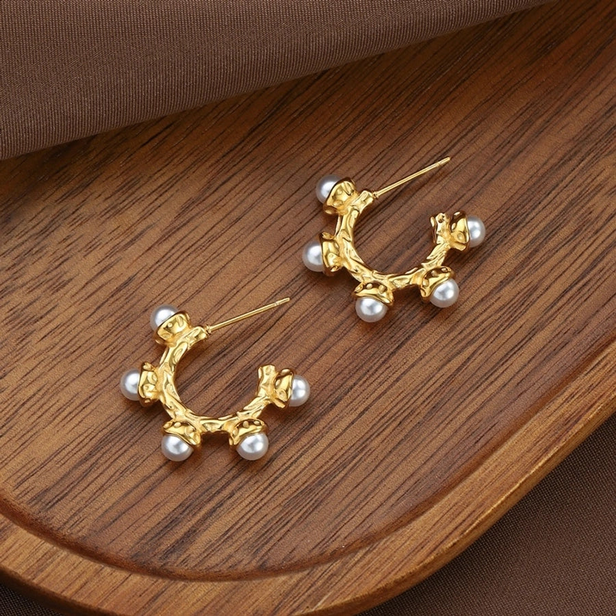 1 Pair Elegant Classical Vintage Style Letter 304 Stainless Steel Earrings