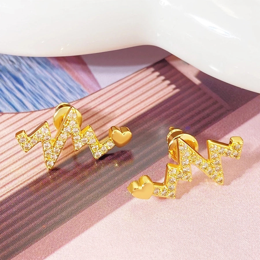 1 Pair Romantic Sweet Streetwear Geometric Inlay Copper Zircon 18K Gold Plated K Gold Plated Silver Plated Copper Earrings