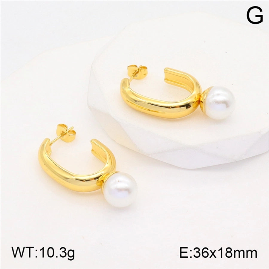 1 Pair Elegant Heart Shape Flower Shell Plating Three-dimensional Inlay 304 Stainless Steel Pearl Zircon 18K Gold Plated Ear Studs