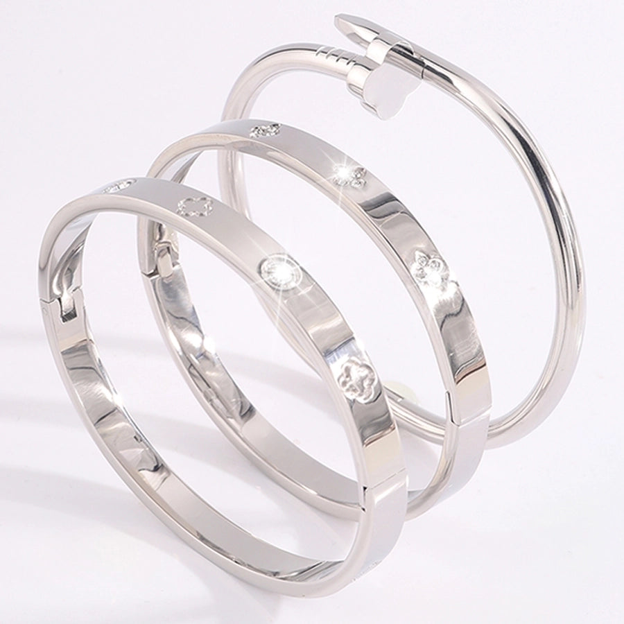 Elegant French Style Classic Style Four Leaf Clover 304 Stainless Steel Bangle In Bulk