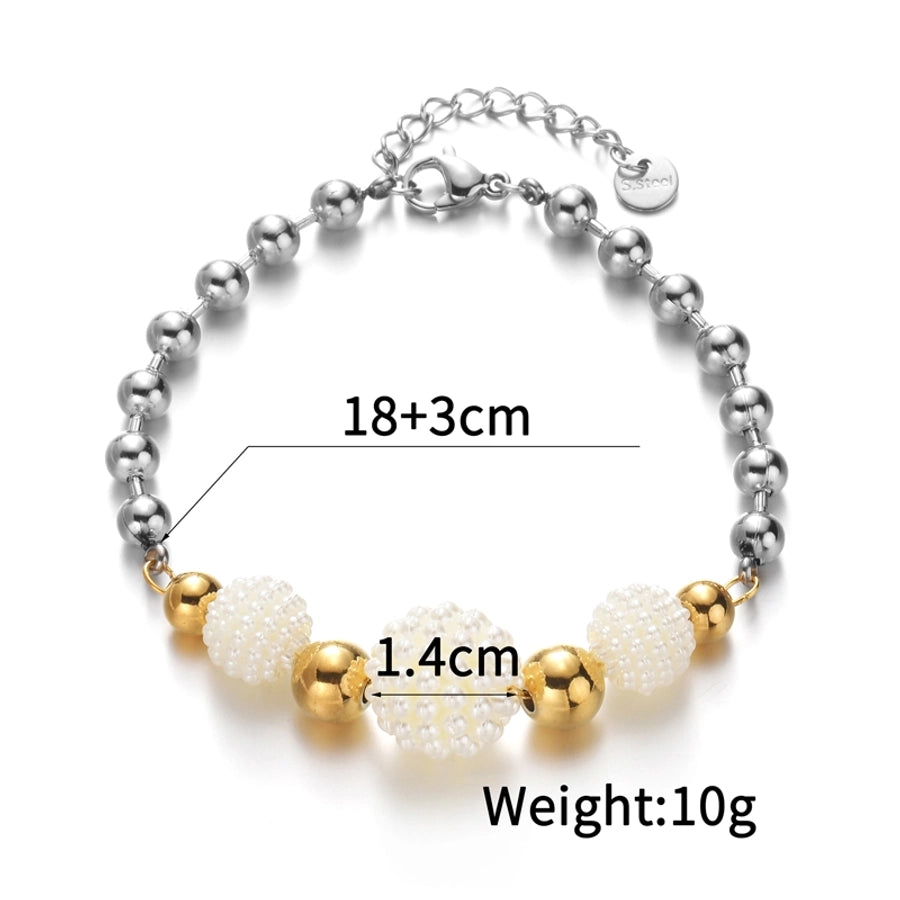 Jewelry Simple Style Classic Style Geometric 304 Stainless Steel 18K Gold Plated Beaded Bracelets Necklace