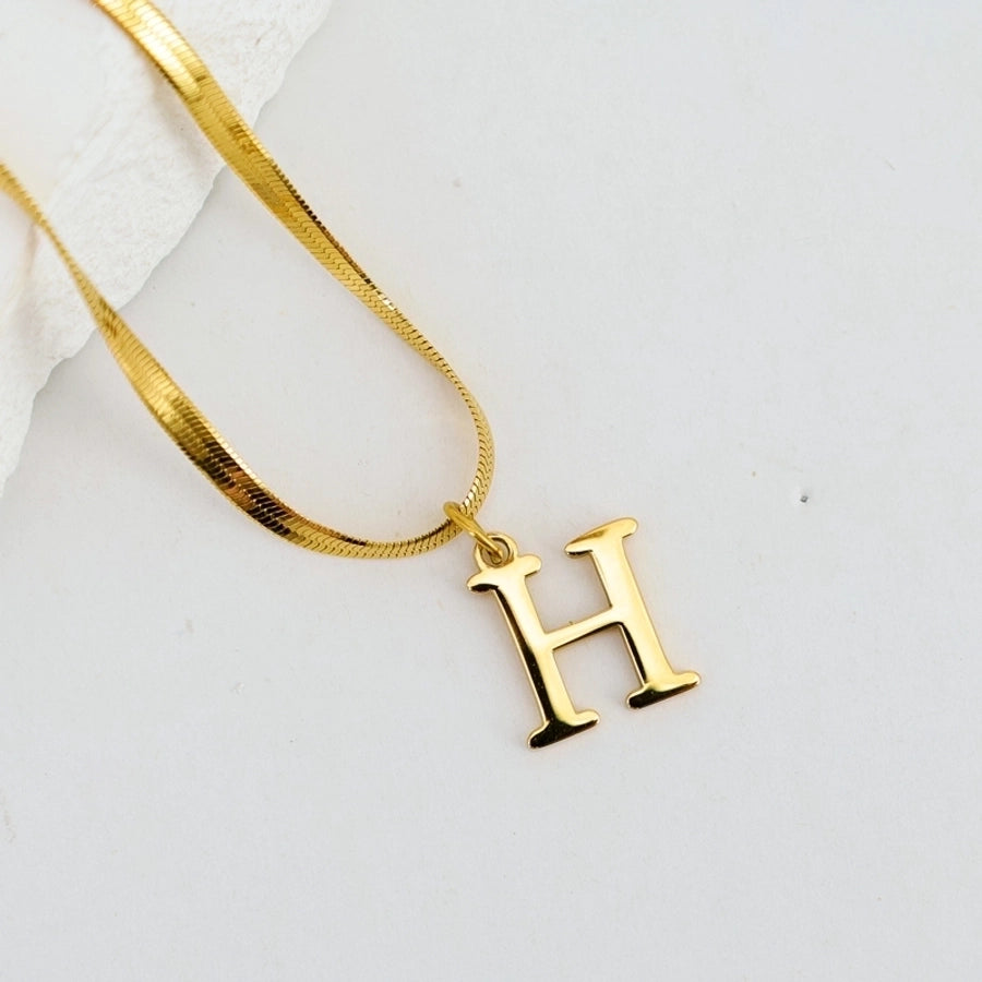 304 Stainless Steel 18K Gold Plated Luxurious Commute Letter Pendant Necklace - CEJEW