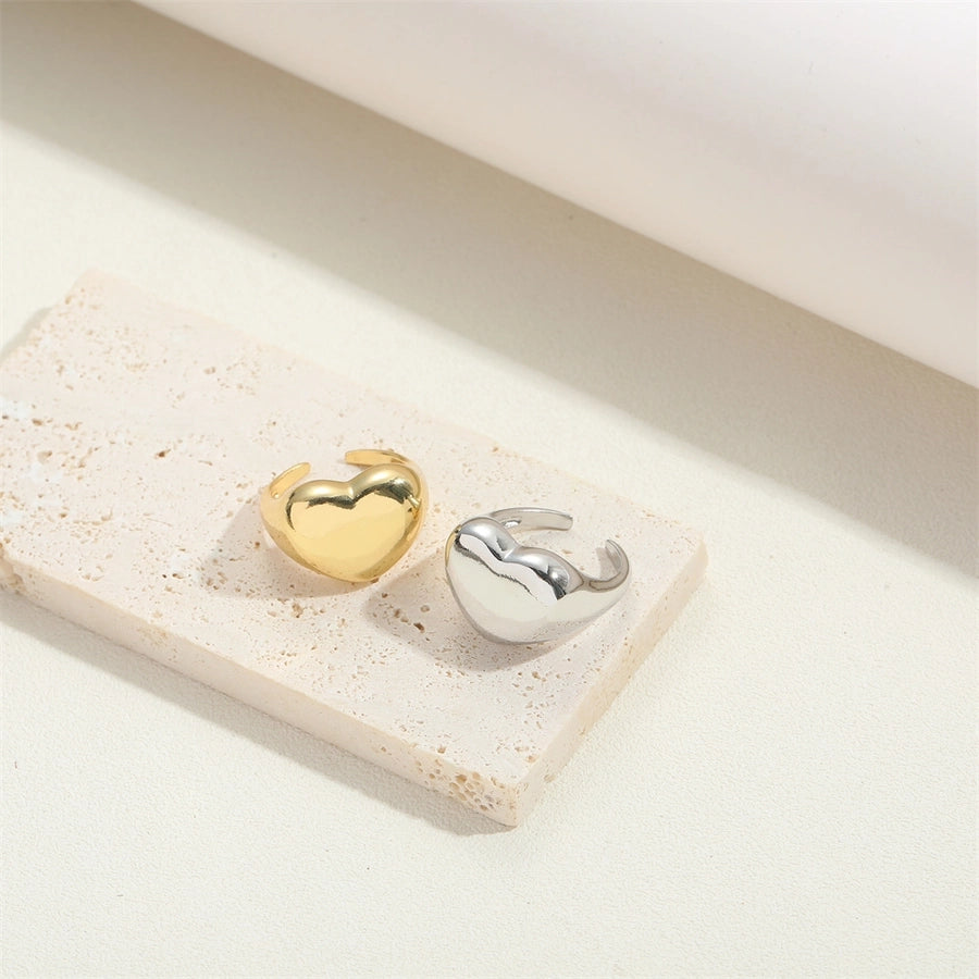 Copper Simple Style Classic Style Commute Heart Shape Solid Color Open Rings