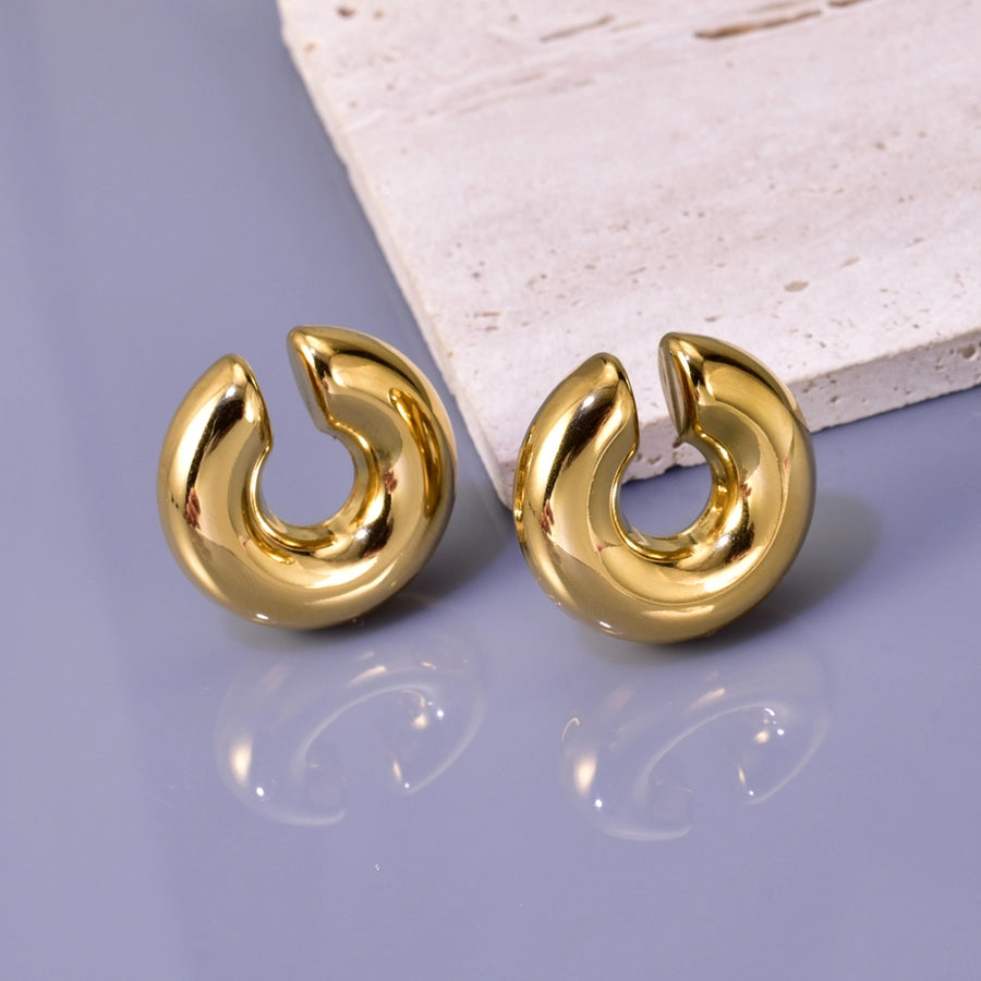 1 Pair Simple Style Classic Style C Shape Plating Titanium Steel Ear Studs