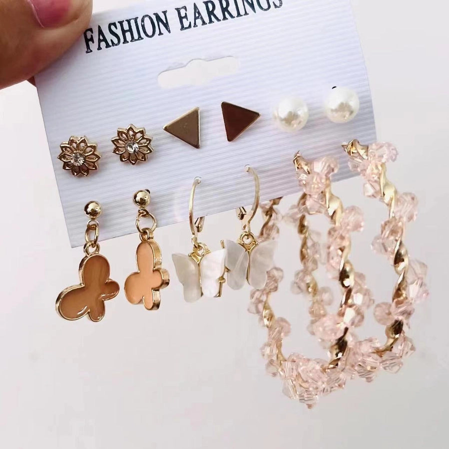 1 set ig style casual round plating inlay alloy pearl earrings