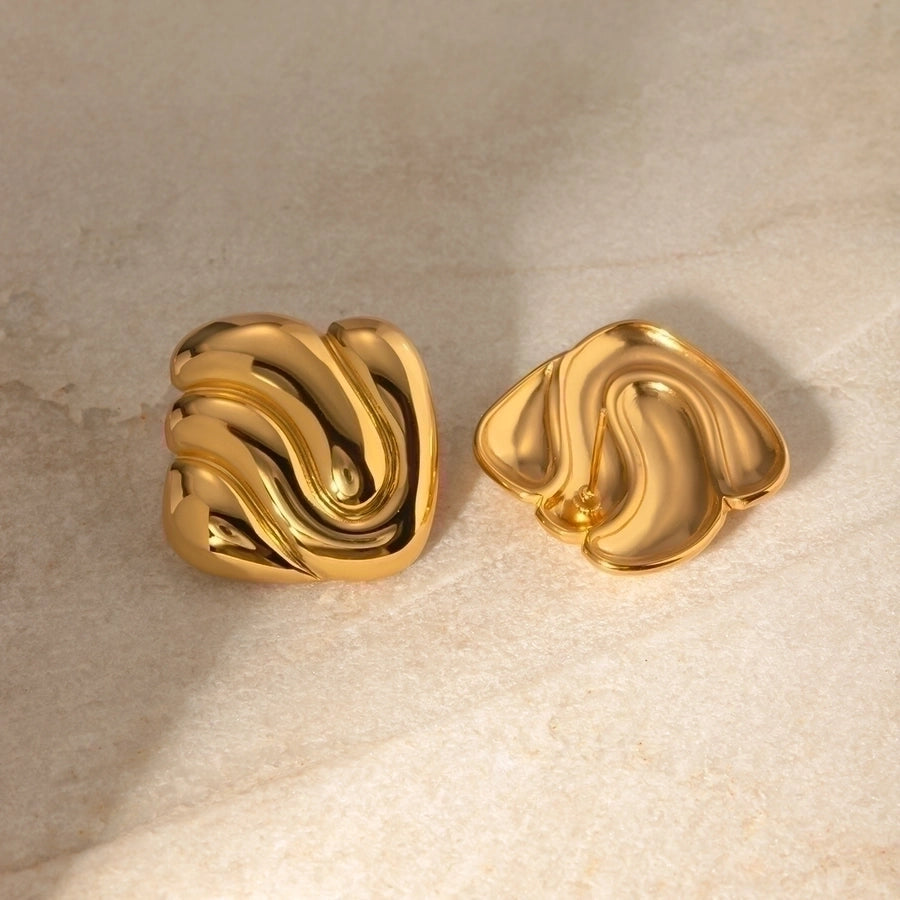 1 Pair Simple Style Solid Color Plating 304 Stainless Steel 18K Gold Plated Ear Studs