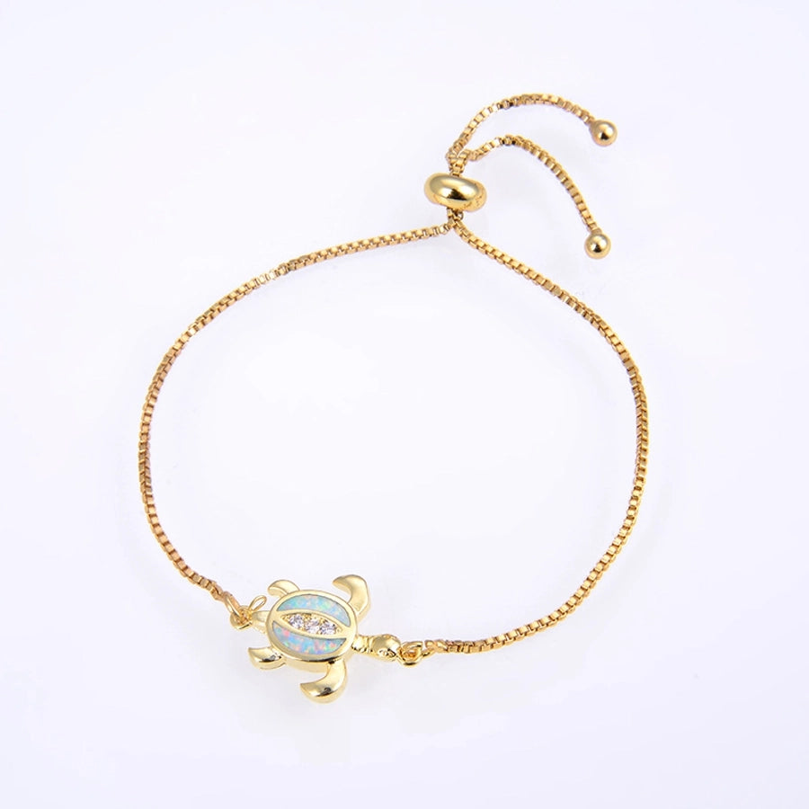 Copper 18K Gold Plated Polishing Plating Inlay Tortoise Opal Zircon Charms Bracelets