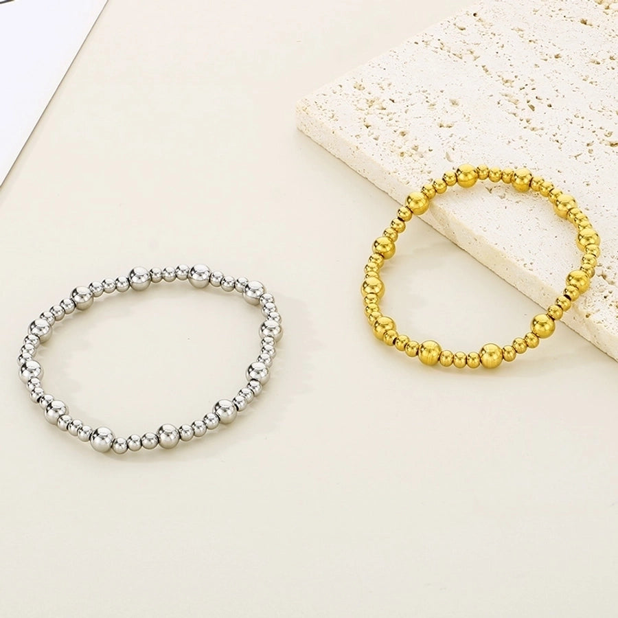 Simple Style Round 304 Stainless Steel 18K Gold Plated Bracelets In Bulk - CEJEW