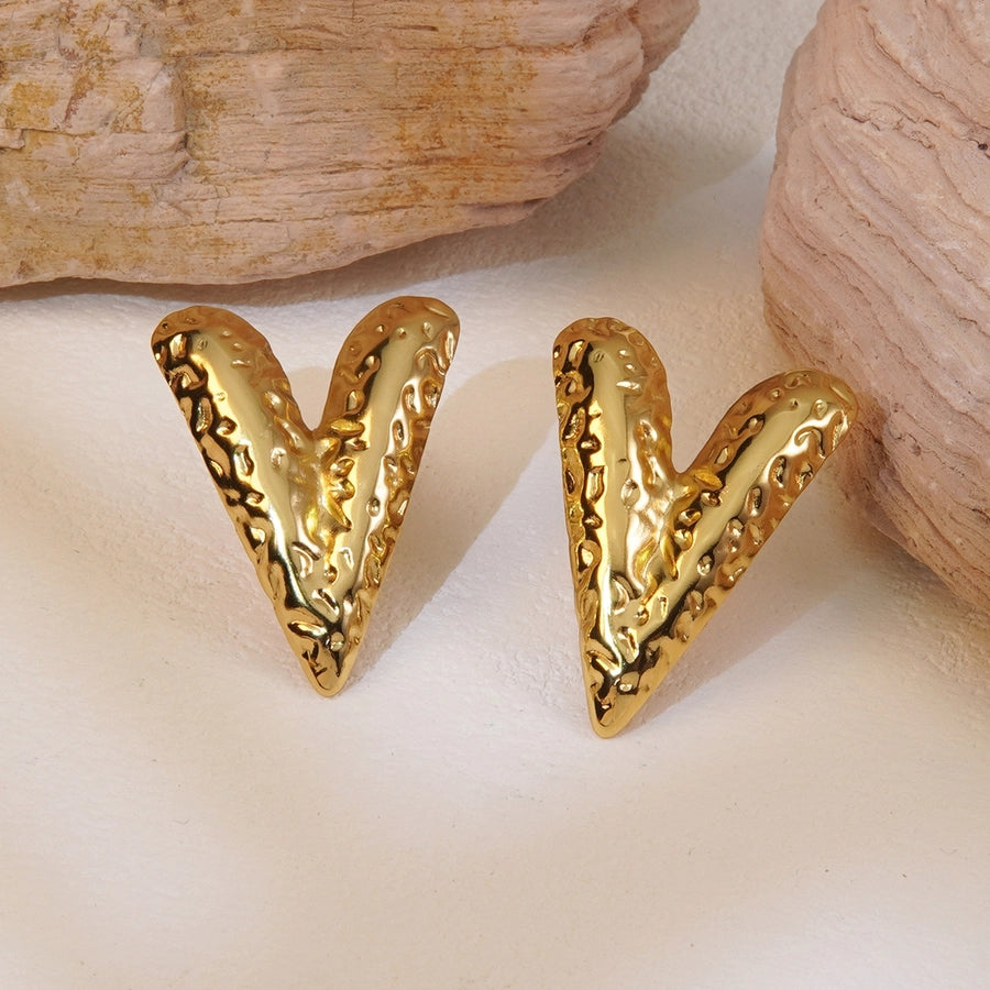 1 Pair Simple Style Classic Style Heart Shape 304 Stainless Steel Imitation Gold  Ear Studs