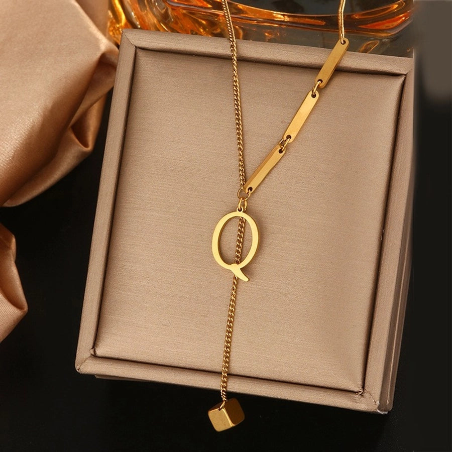 Jewelry Simple Style Artistic Letter 201 Stainless Steel 18K Gold Plated Pendant Necklace