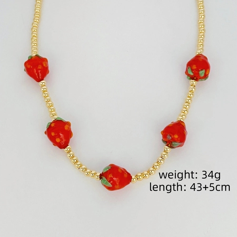 Copper 18K Gold Plated Strawberry Necklace