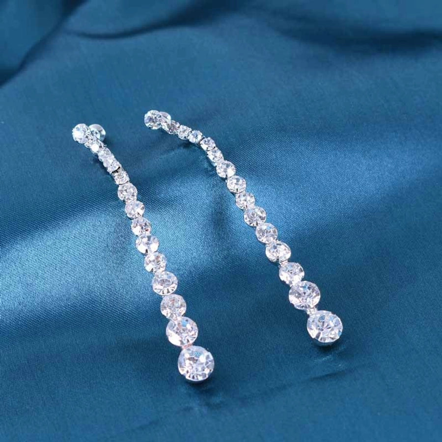 925 Silver Needle Flash Diamond Earrings Korean Long Tassel Slim Distinctive Earrings Elegant Fashion  Niche Earrings