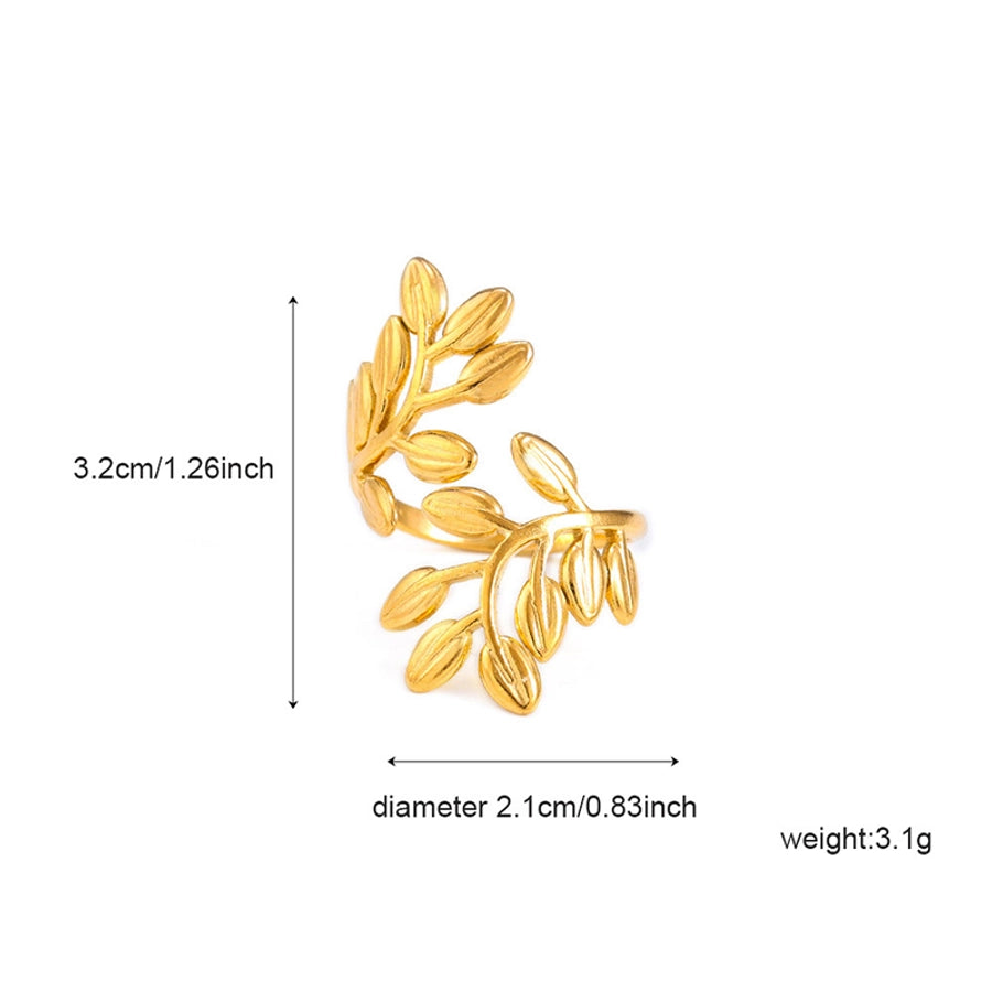 Jewelry Simple Style Leaves 304 Stainless Steel Open Rings