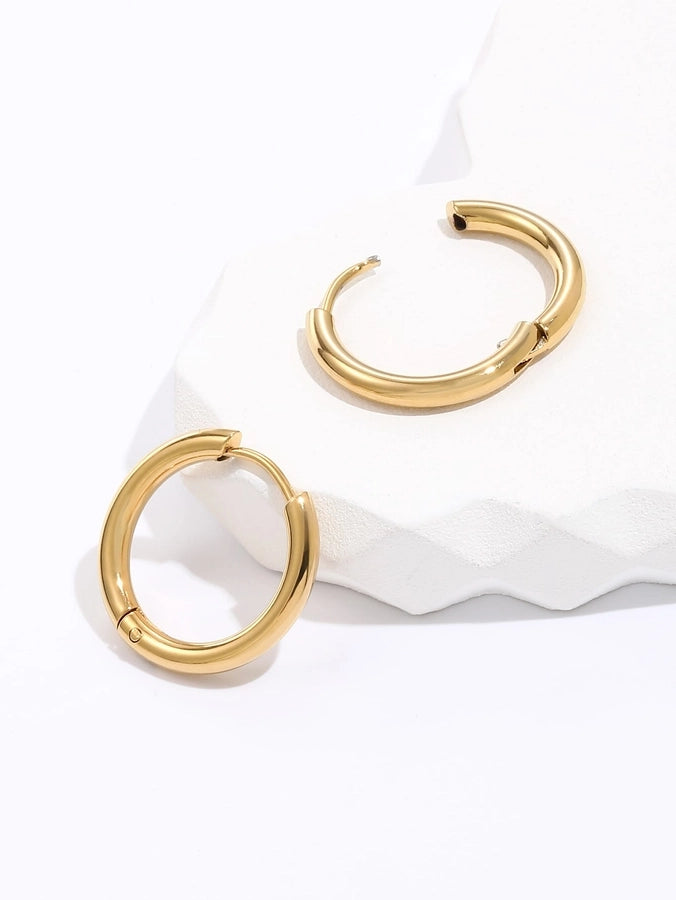 1 Piece Fashion Circle Plating 201 Stainless Steel 18K Gold Plated Earrings